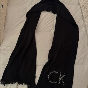 Calvin Klein Black Scarf with Studded Logo